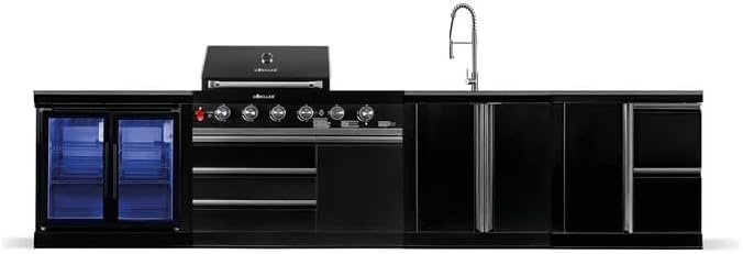 GORILLER BLACKBACK L3 Outdoor-Küche, Kühlschrank, Gasgrill, 8 mm, 46 cm, 22,8 kW, 90 cm, 383 cm, Edelstahl, Schwarz