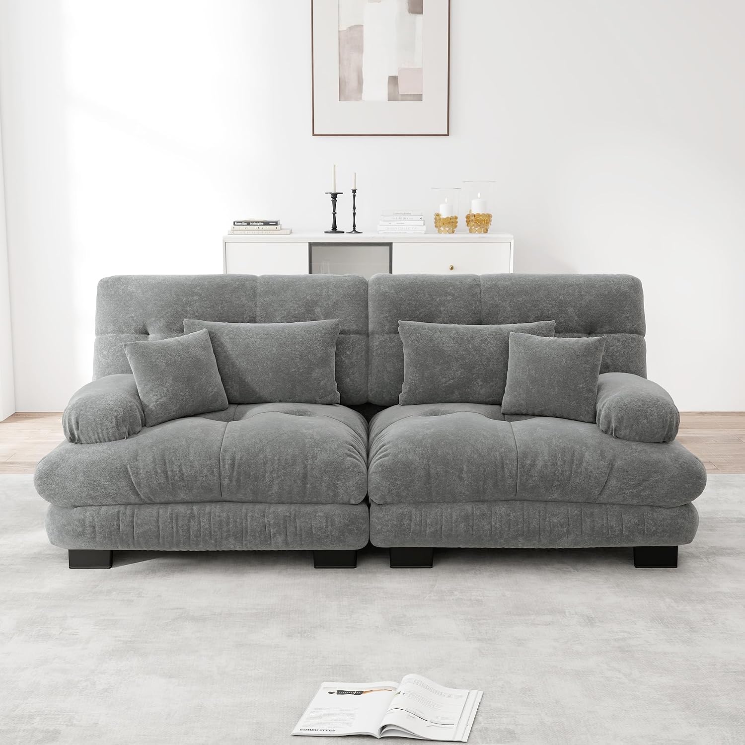 HAUSPROFI Modulares Sofa aus Chenille, Montage erforderlich