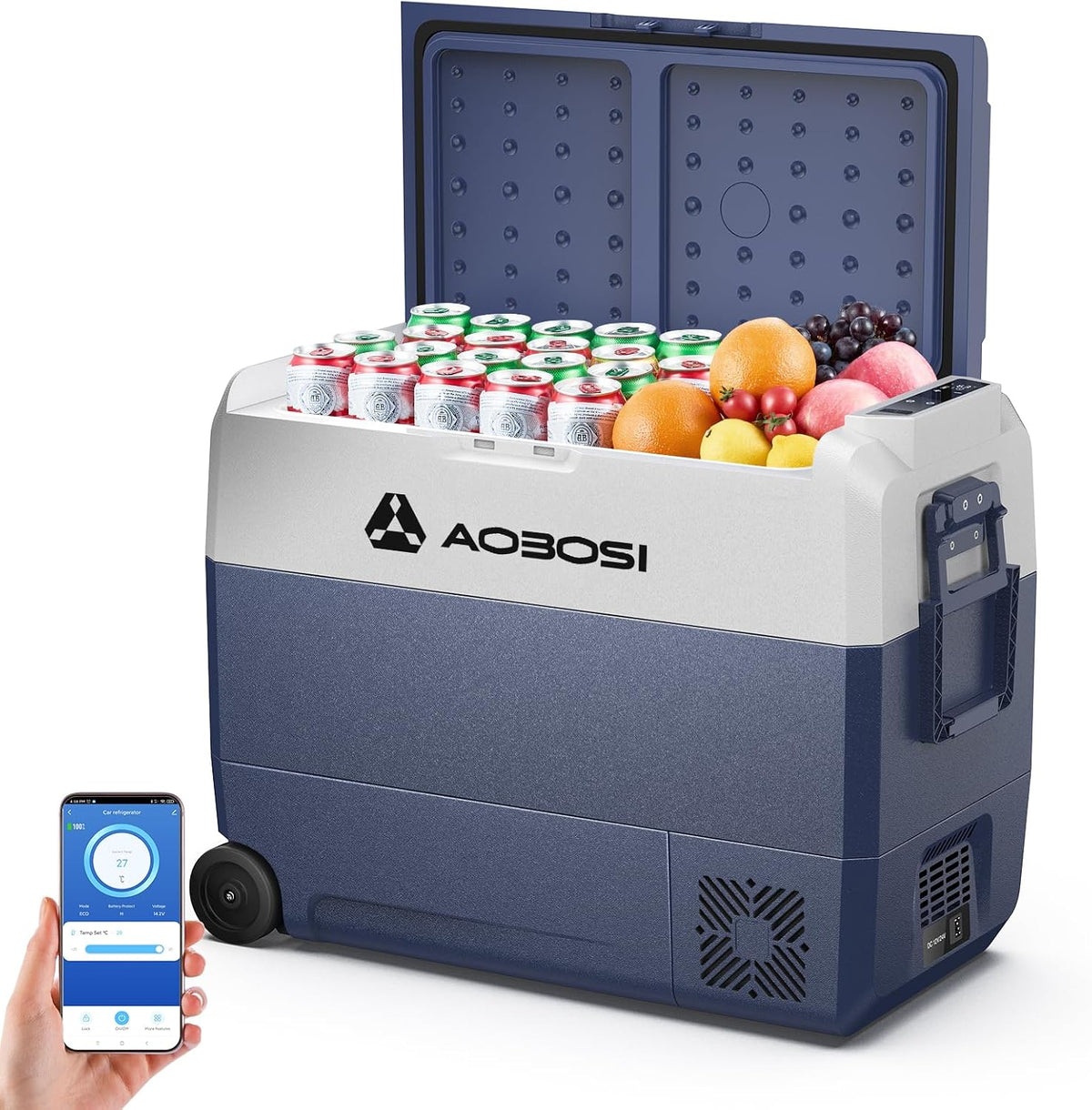 AAOBOSI Kompressor Kühlbox 60 l, Kühlschrank, Automatisch, Outdoor, 100-240 V, 12 V, 50 l, 115 l, LED-Beleuchtung