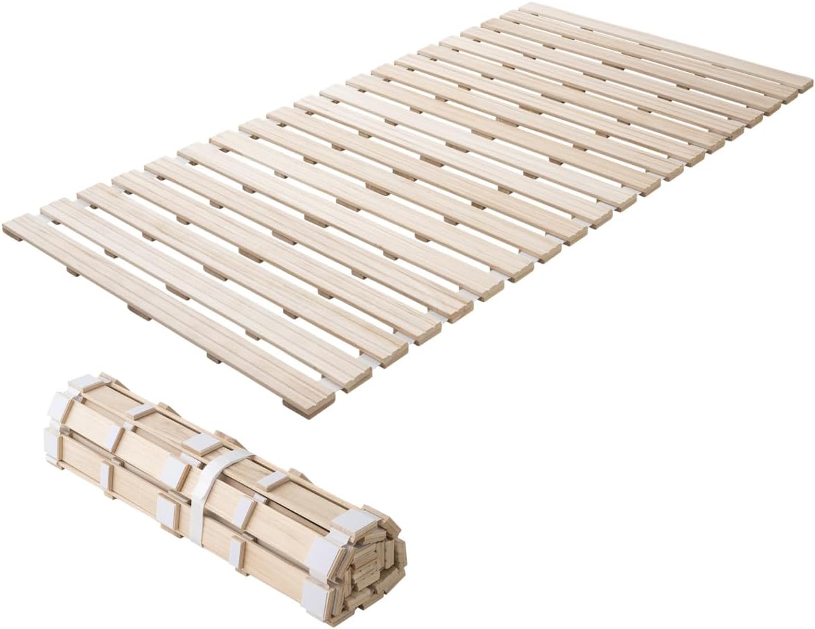 EMOOR Rolllatten Futonbett Einzel Größe (100 × 200 cm), Holzlattenbett, Lattenrostbett, 39,4 Zoll, 78,7 Zoll, 2,5 cm, 6 kg