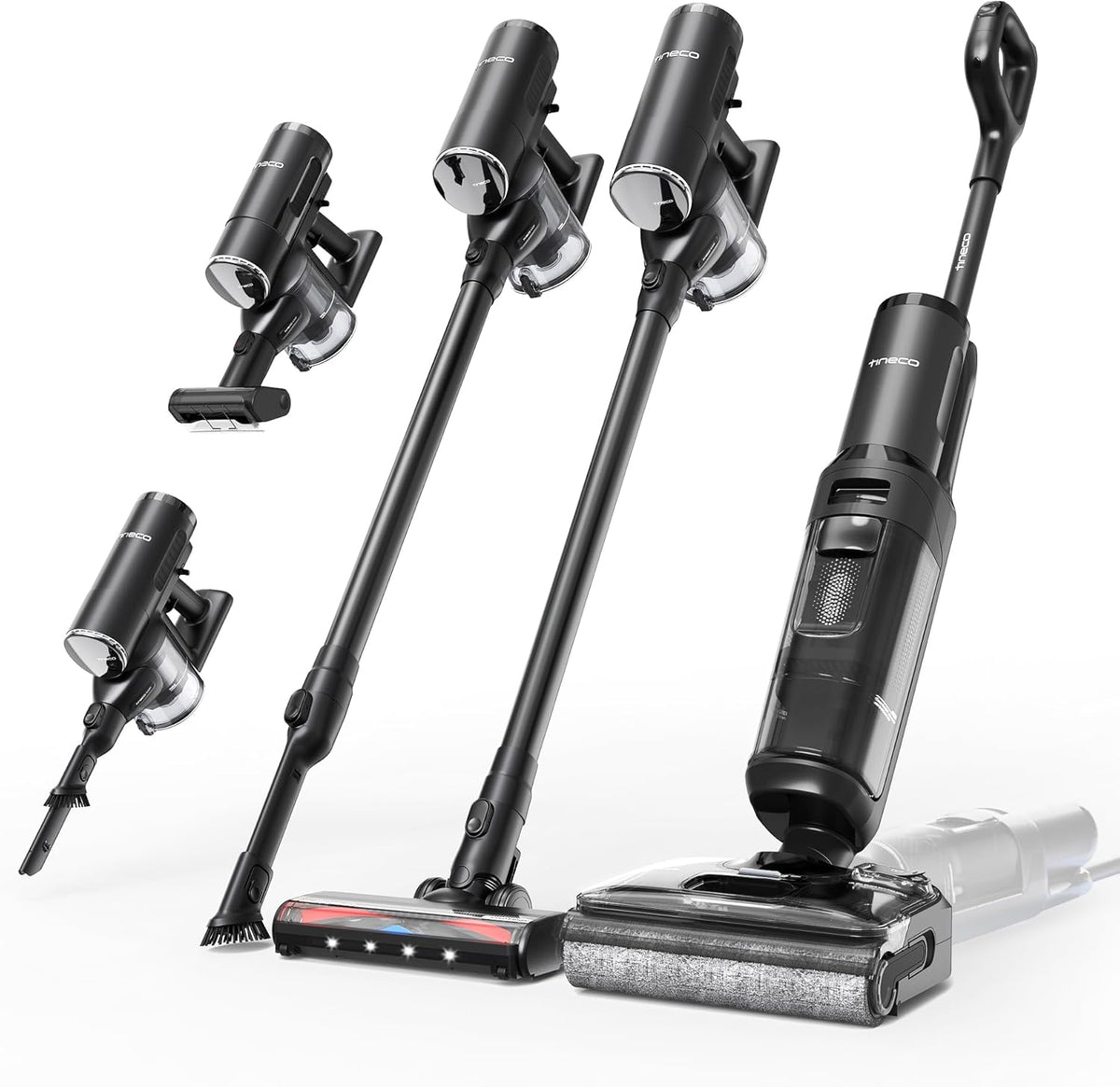 Tineco FLOOR ONE Switch S7 Stretch Nass Trockensauger & Akkusauger Set 5-in-1, Staubsauger, 85 °C