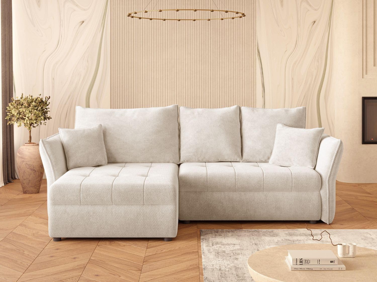 GRAINGOLD Lino Ecksofa mit Schlaffunktion und Bettfunktion