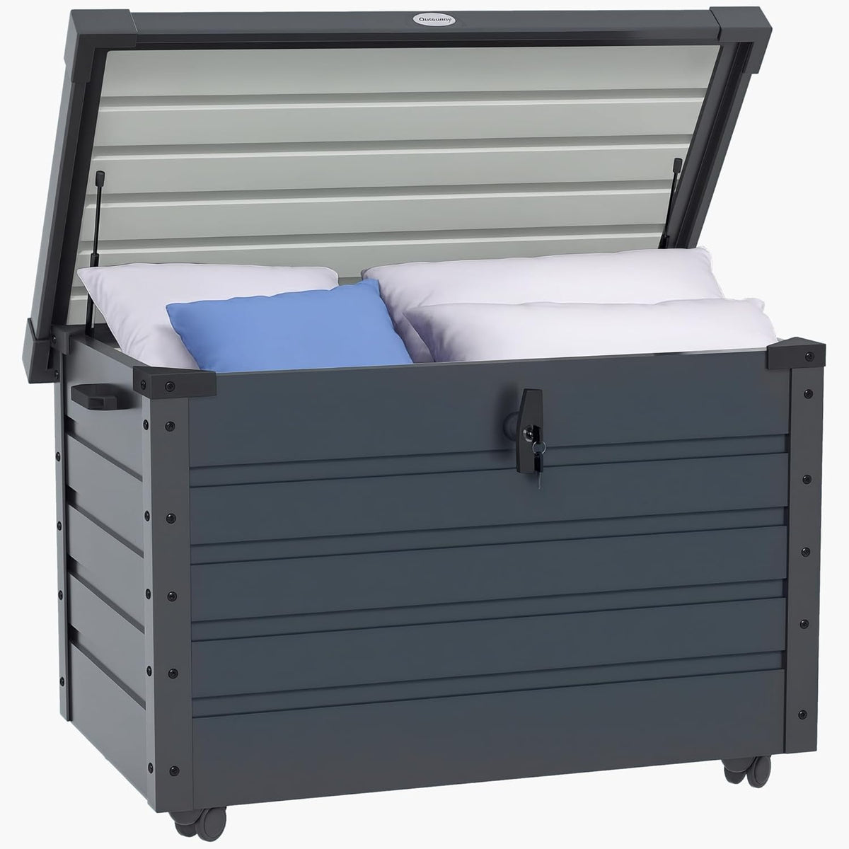 Outsunny Gartenbox Metall 295 Liter Wasserdicht Abschließbar Auflagenbox mit Griffen und, 100 l, 50 kg