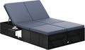 Casaria Sonnenliege 2 Personen mit Klapptisch Gartenliege 7 cm Auflagen Wetterfest 220, Liegestuhl, Waschmaschine, 115 cm, 220 kg, 20 cm, 10 kg