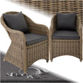 Tectake Alu Polyrattan Gartenstuhl 2er Set, Gartensessel, Balkonsessel