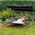 Loywe Sonnenliege Doppelliege mit Dach für 2-Personen Doppel Gartenliege mit Sonnendach, 200 cm, 195 cm, 200 kg, 50 mm, 152 cm