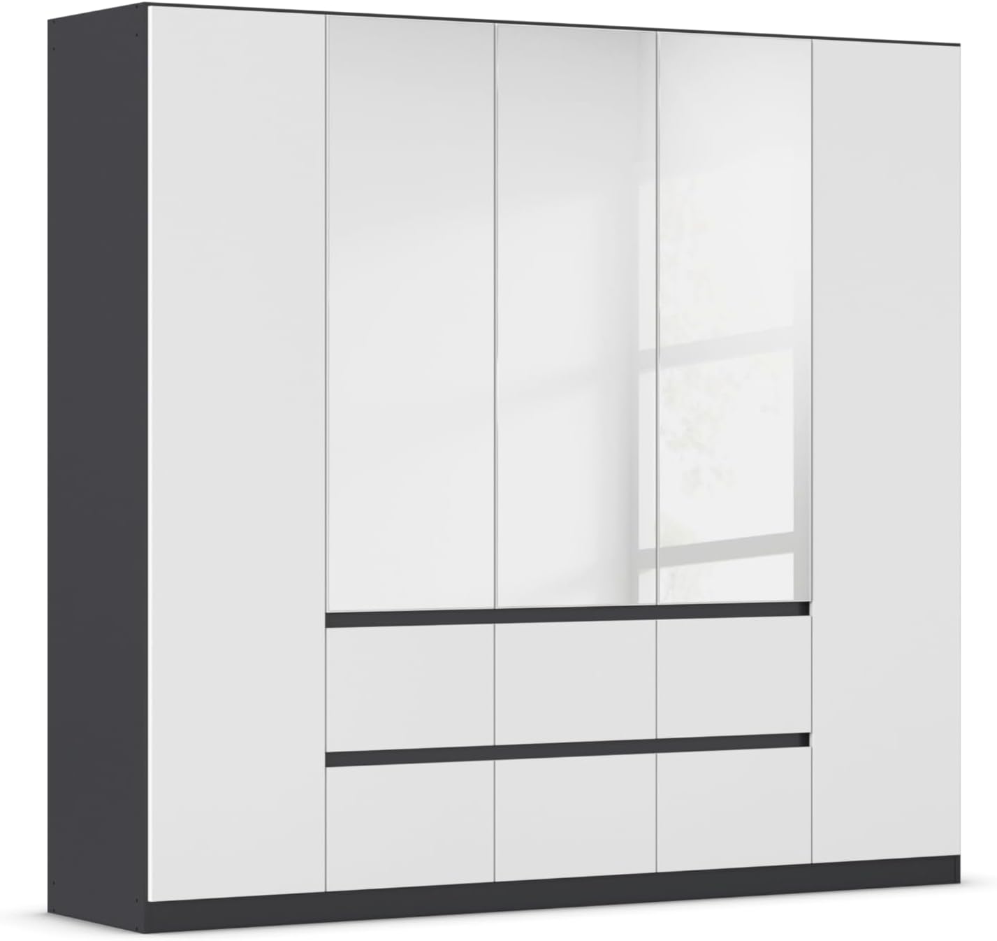 Rauch Möbel Mainz Schrank Kleiderschrank Drehtürenschrank Weiß-Grau metallic, Optisch, Bett, 54 cm