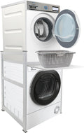 QUICK STAR Waschmaschinenregal 74 × 65 × 111 cm mit Auszug Weiss Standregal Trockner, 42 cm, 15 kg, 25 kg, 99 cm