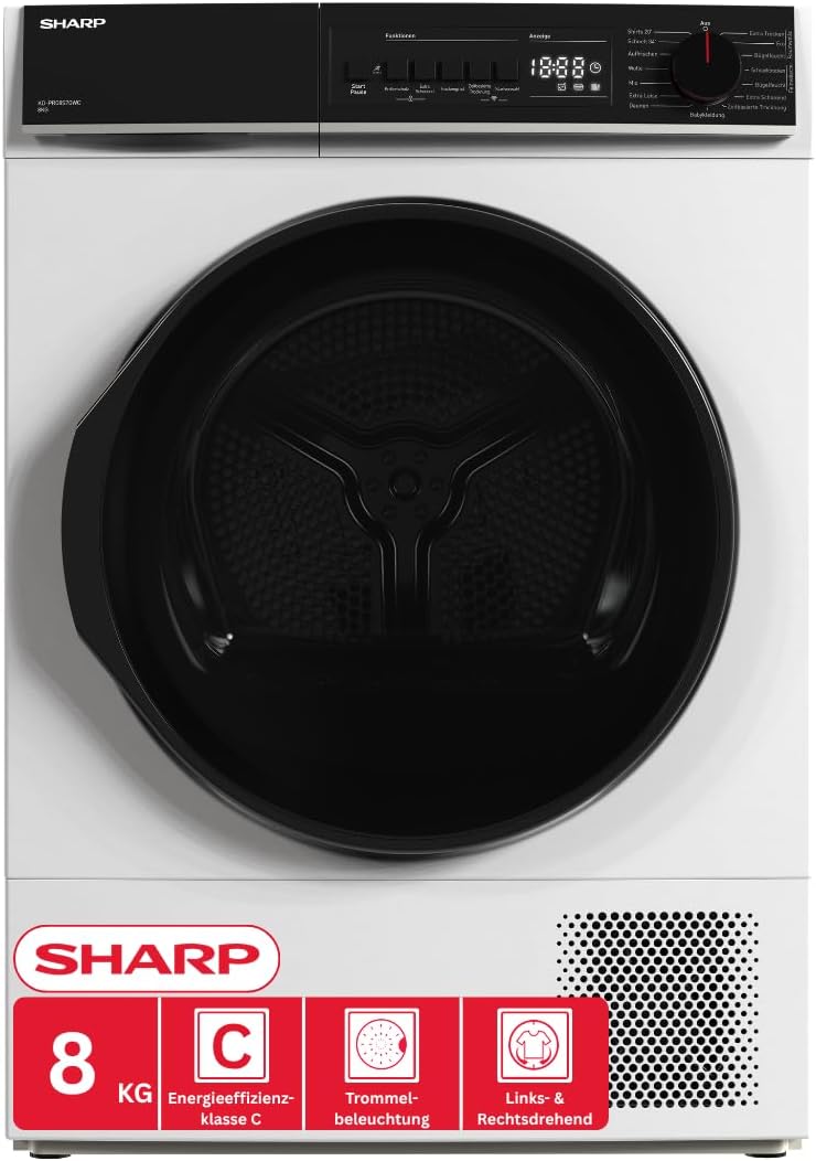 Sharp KD-PRO8S7GWC-DE Wäschetrockner, 8 kg, LED