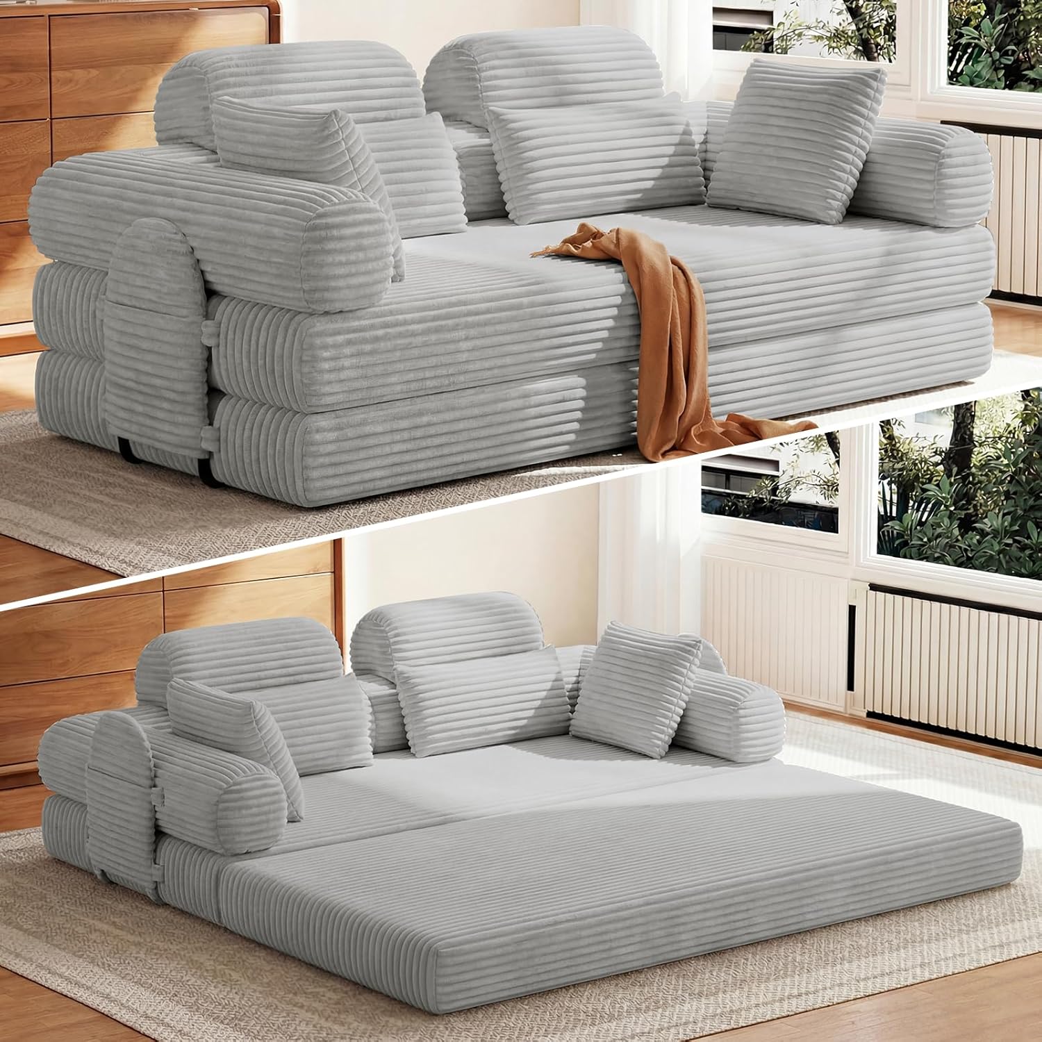 HOMRELEXA Schlafsofa 200 cm Breit, Bett, Bodensofa, 72 Stunden