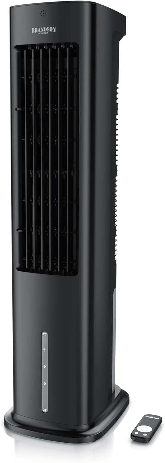 Brandson - Turmventilator, Turmventilator mit Wasserkühlung 5 in 1, Preisträger 2025, 4L Wassertank, Verdunstungskühler, Fernbedienung, Luftkühler