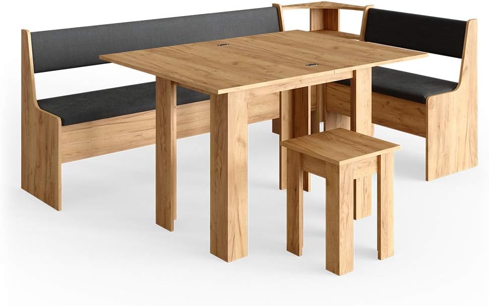 Vicco Eckbankgruppe Roman, Küchentisch, Esstisch, 120 cm, 80 cm, 41,5 cm, 16 mm