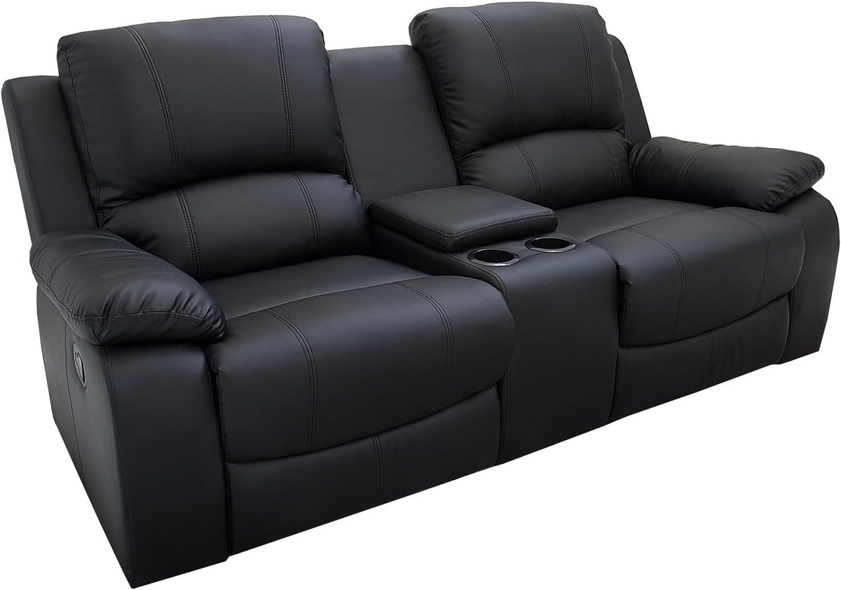 Invicta INTERIOR Exklusiver 2er Kino Sessel Hollywood 190 cm schwarz Fernsehsessel, Kopfhörer, 97 cm, 52 cm, 57 cm, 120 kg