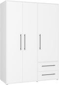 FORTE Jupiter Schrank 140 150, Kleiderschrank, Drehtürenschrank, Schlafzimmer, 20 kg, 8 kg, Kunststoff, Schwarz