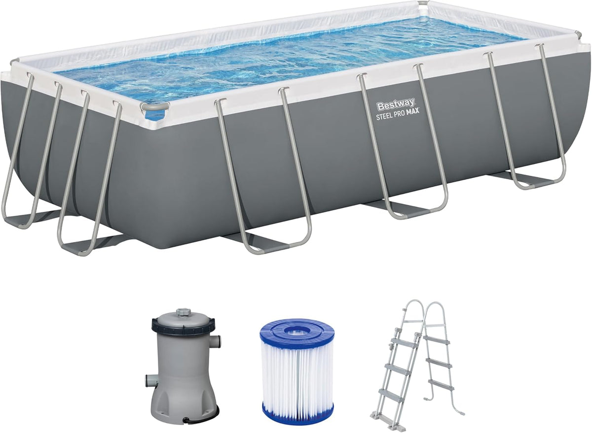 Bestway Power Steel Frame Pool Set mit Filterpumpe 404 × 201 × 100 cm, 2.006 l, 640 cm, 132 cm