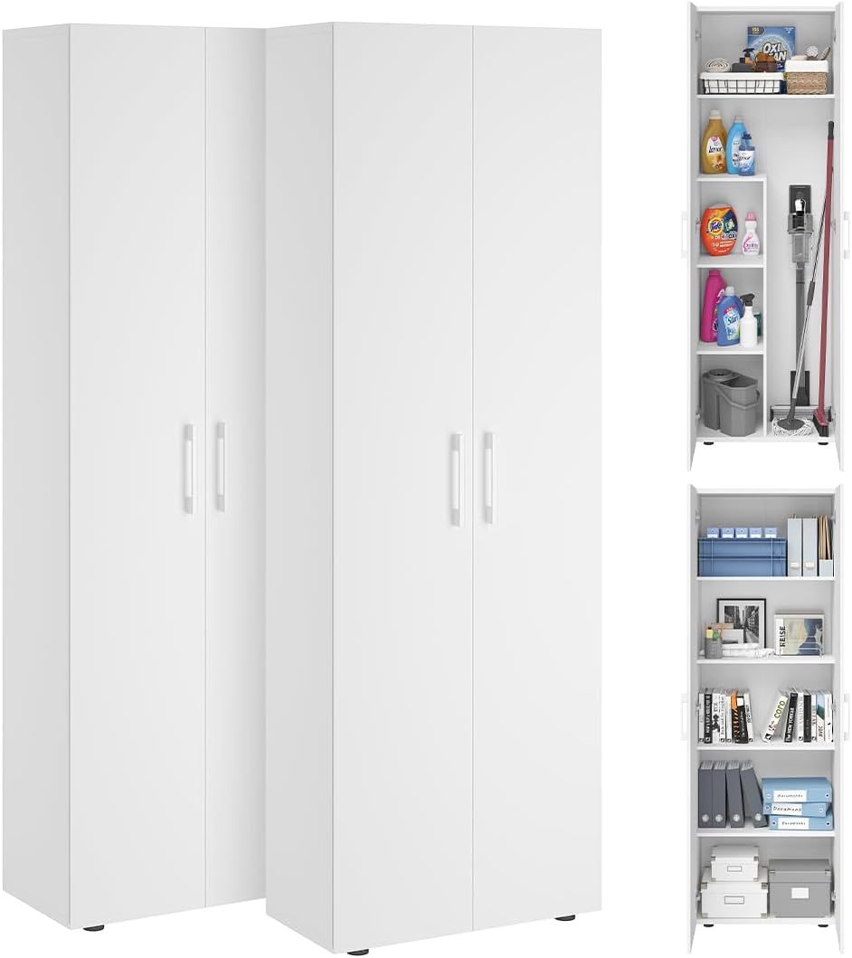 Bellamio Mehrzweckschrank Set 2-teilig, Besenschrank, Aktenschrank, Büro