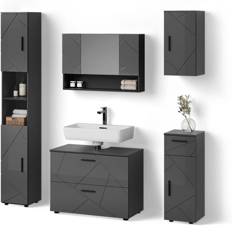Livinity Badmöbel-Set Ronco, Spiegelschrank, Waschbeckenunterschrank
