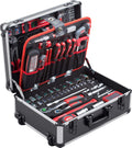 Meister Werkzeugtrolley 156-teilig - Werkzeug-Set-Mit Rollen- Teleskophandgriff/Profi, Aluminium