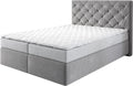 DELIFE Boxspringbett Dream-Great Mikrofaser Grau 140 × 200 cm mit Matratze und Topper, Schlafzimmer, 56 cm, 3 cm, 30 °C, 22 kg, Kunststoff