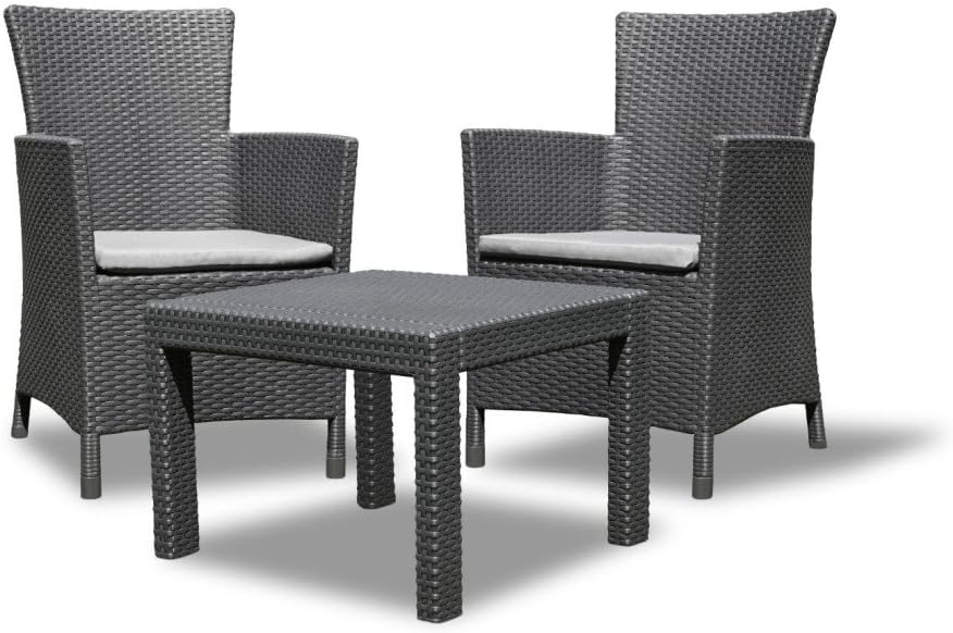 Allibert by Keter Lounge Set Rosario Balcony 2x Sessel und 1x Tisch, 4 cm, 89 cm, 43 cm, Kunststoff