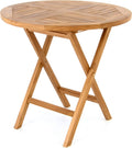 Divero runder Gartentisch ALASSIO aus Teak Holz - klappbar, Balkontisch, Holztisch, 80 cm, 2,5 cm, 13 kg