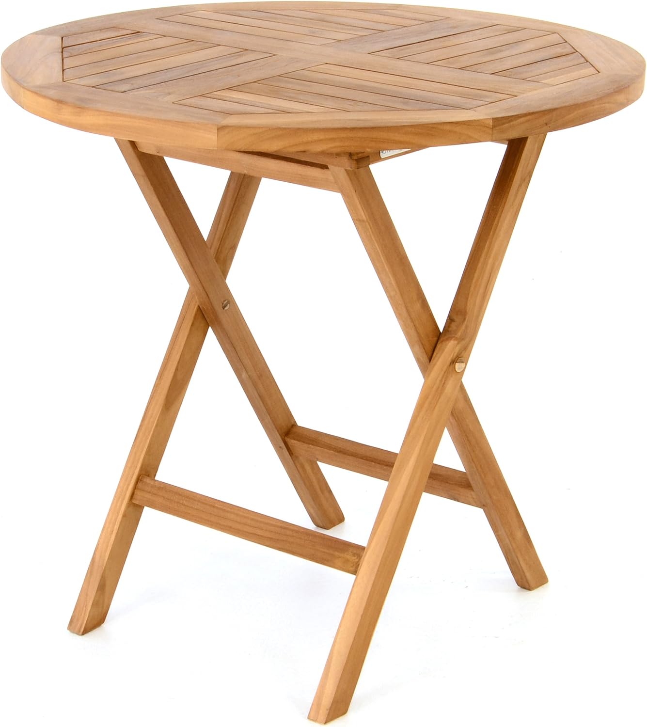 Divero runder Gartentisch ALASSIO aus Teak Holz - klappbar, Balkontisch, Holztisch, 80 cm, 2,5 cm, 13 kg