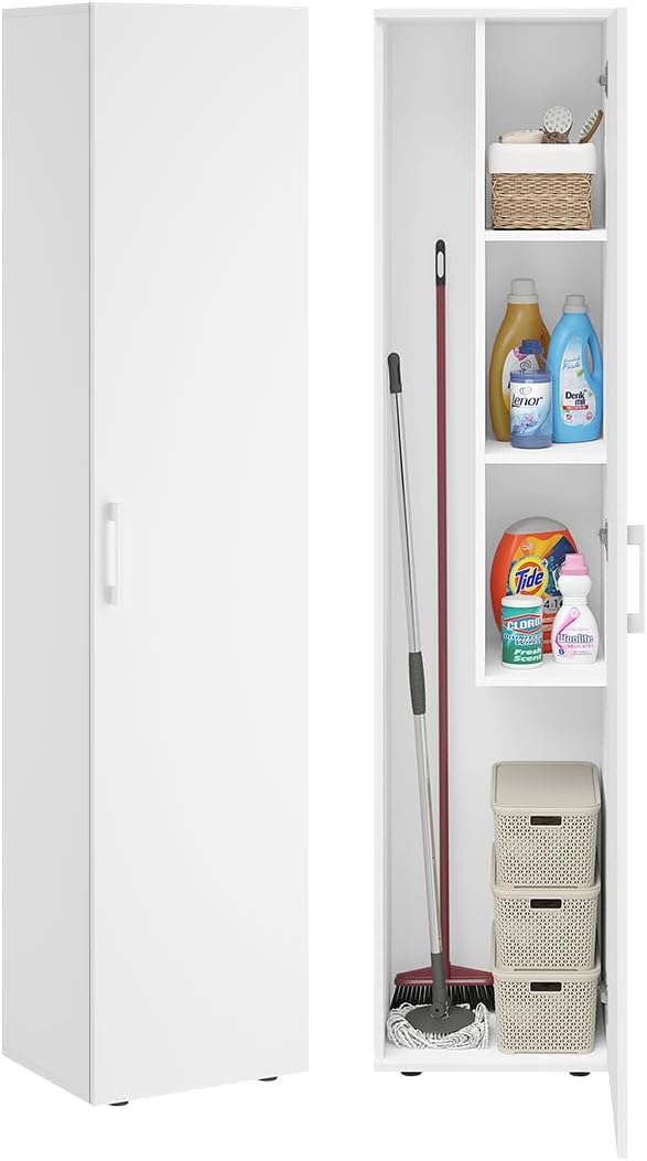 Bellamio Apol Besenschrank, Staubsauger, Aktenschrank, Büro, 40 cm, Weiß