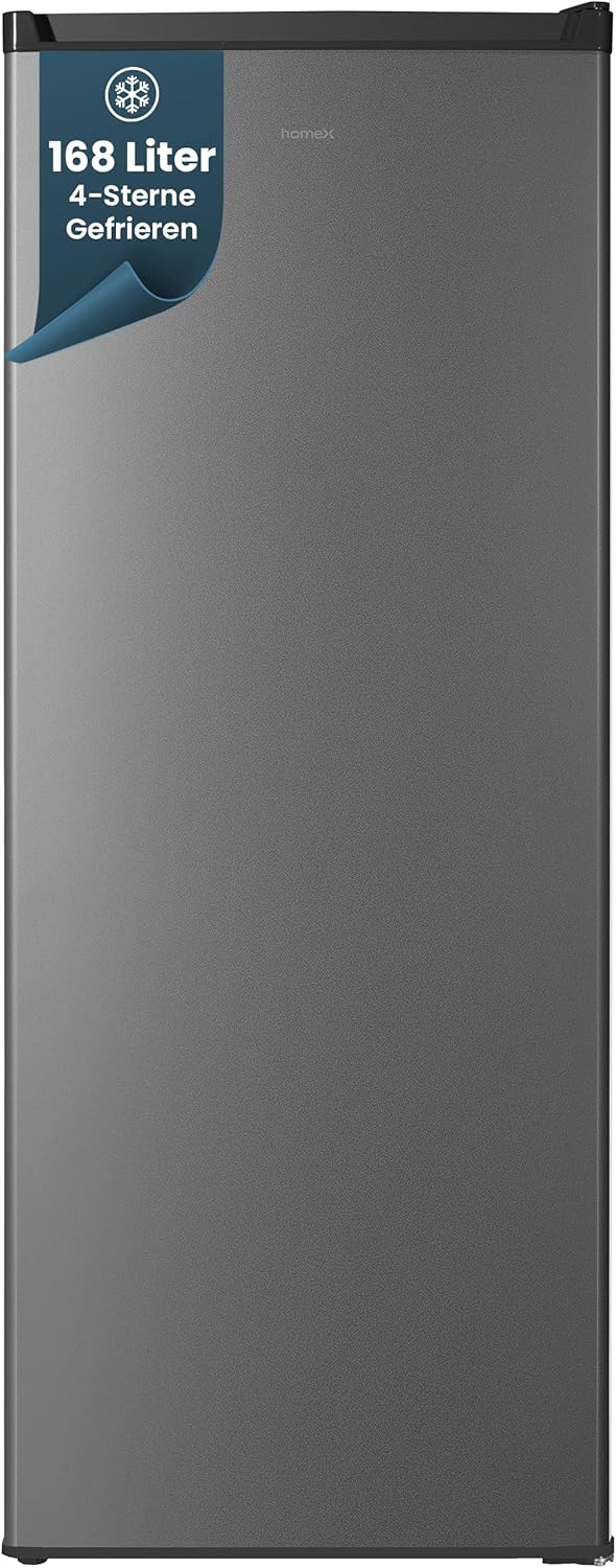 HomeX FS1682E-S Gefrierschrank, Tiefkühlschrank, 7,8 kg, 37 dB, 54,5 cm, 57,5 cm, 142,5 cm, 24 Stunden, Silber