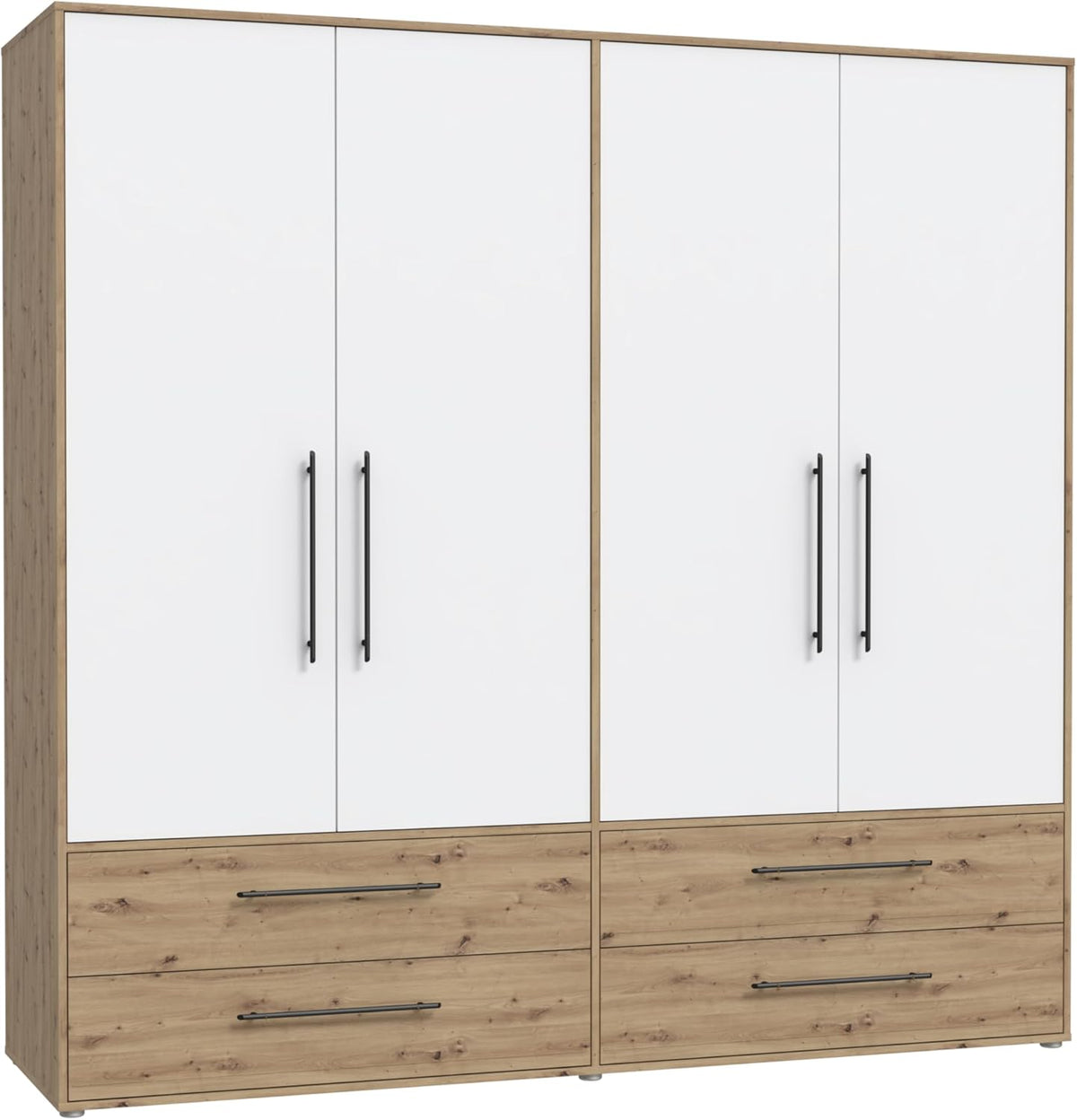 FORTE Jupiter Schrank 200 210, Kleiderschrank, Drehtürenschrank, Schlafzimmer, 20 kg, 8 kg, Kunststoff, Schwarz