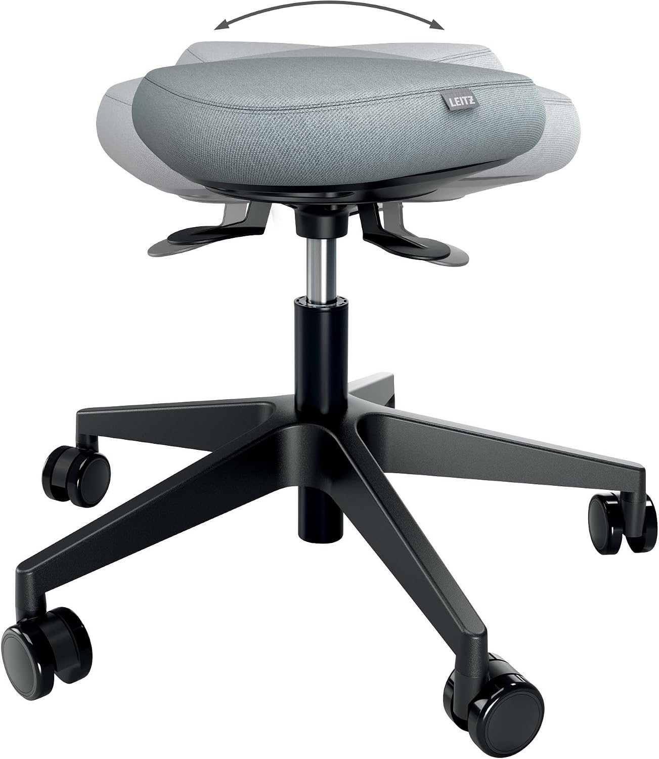 Leitz Ergo Active Höhenverstellbarer Sitzhocker (47–60 cm) mit Rollen, Büro, 110 kg, Schwarz