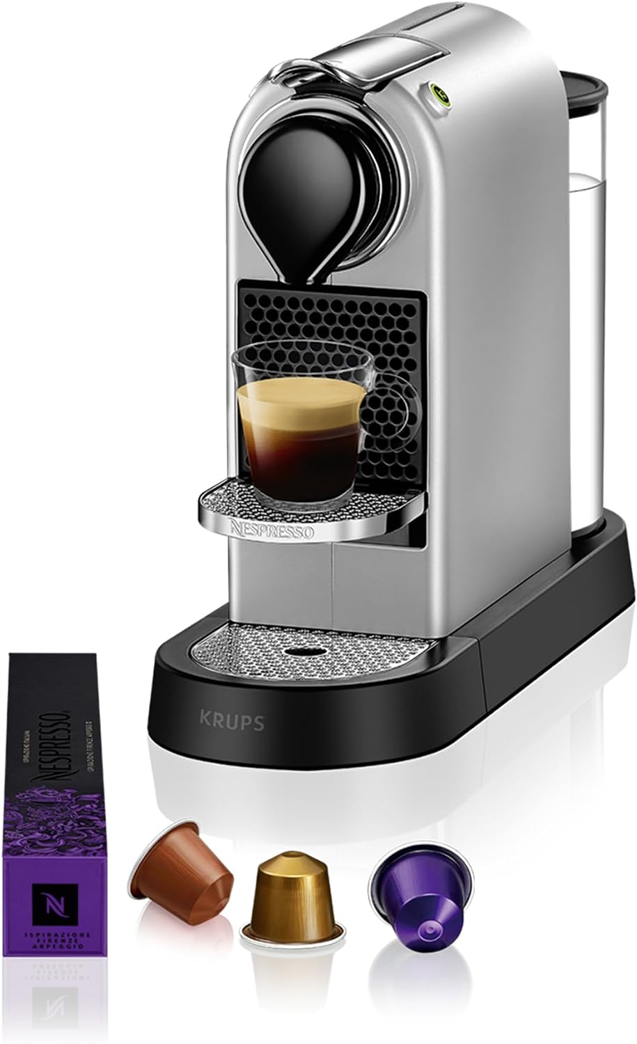 NESPRESSO KRUPS CitiZ Silber Original Kapselmaschine, Kaffeemaschine, Automatisch, 9 Minuten, 0.9 l, 0.7 l, 3.4 kg, 2.5 kg, Aluminium