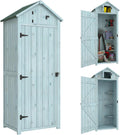 Outsunny Gartenschrank Holz, Gesamtmaße: 77L x 54, 2B x 179H cm, Geräteschuppen wetterfest 77 × 54, 2 × 179 cm, Satteldach, Geräteschuppen Gerätehaus