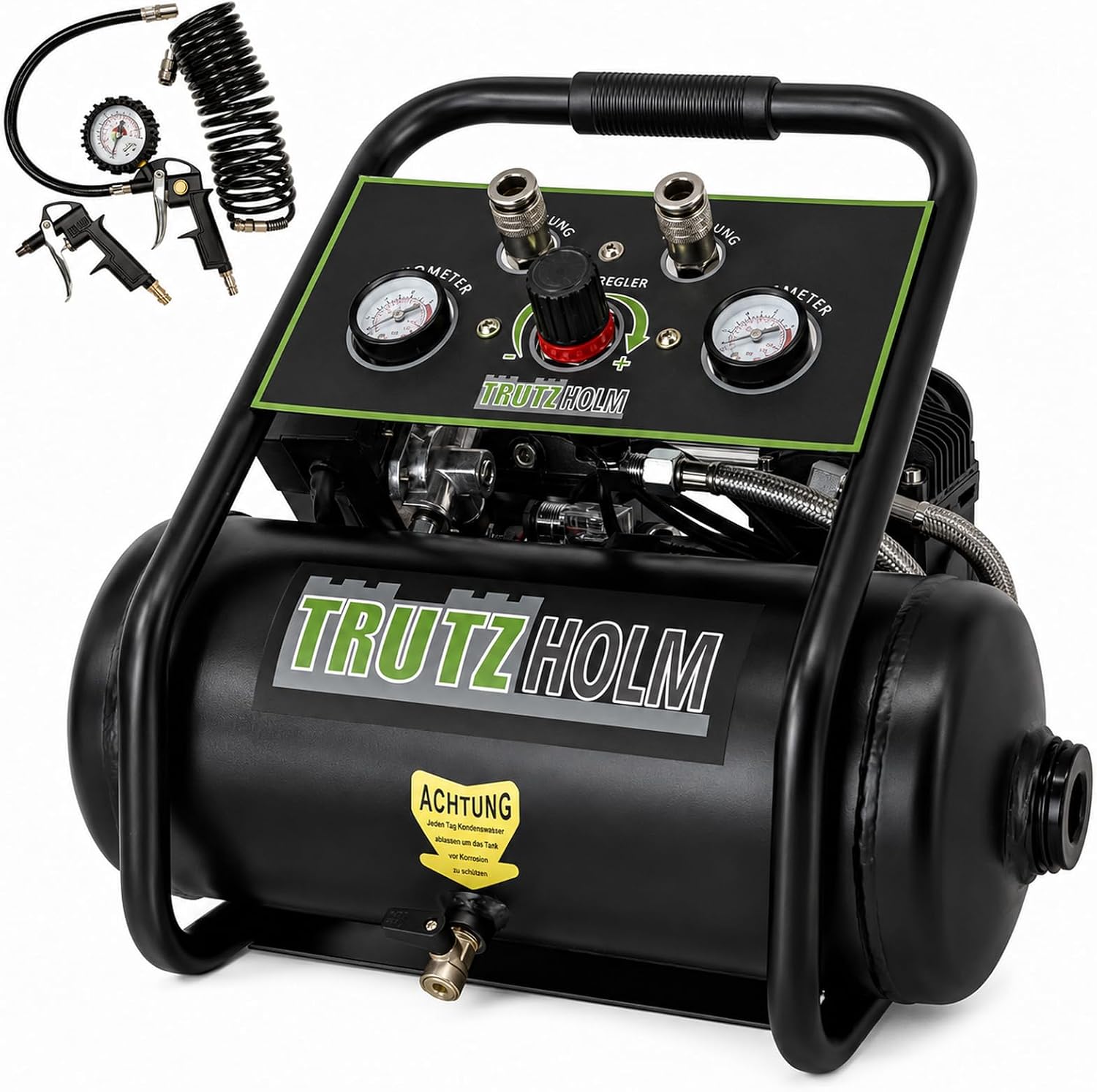 TRUTZHOLM Brushless Silent Flüsterkompressor innenbeschichtet 900-4500 W silent leise, 57 dB, 62 dB, 22 kg, 100 l, 2700 W