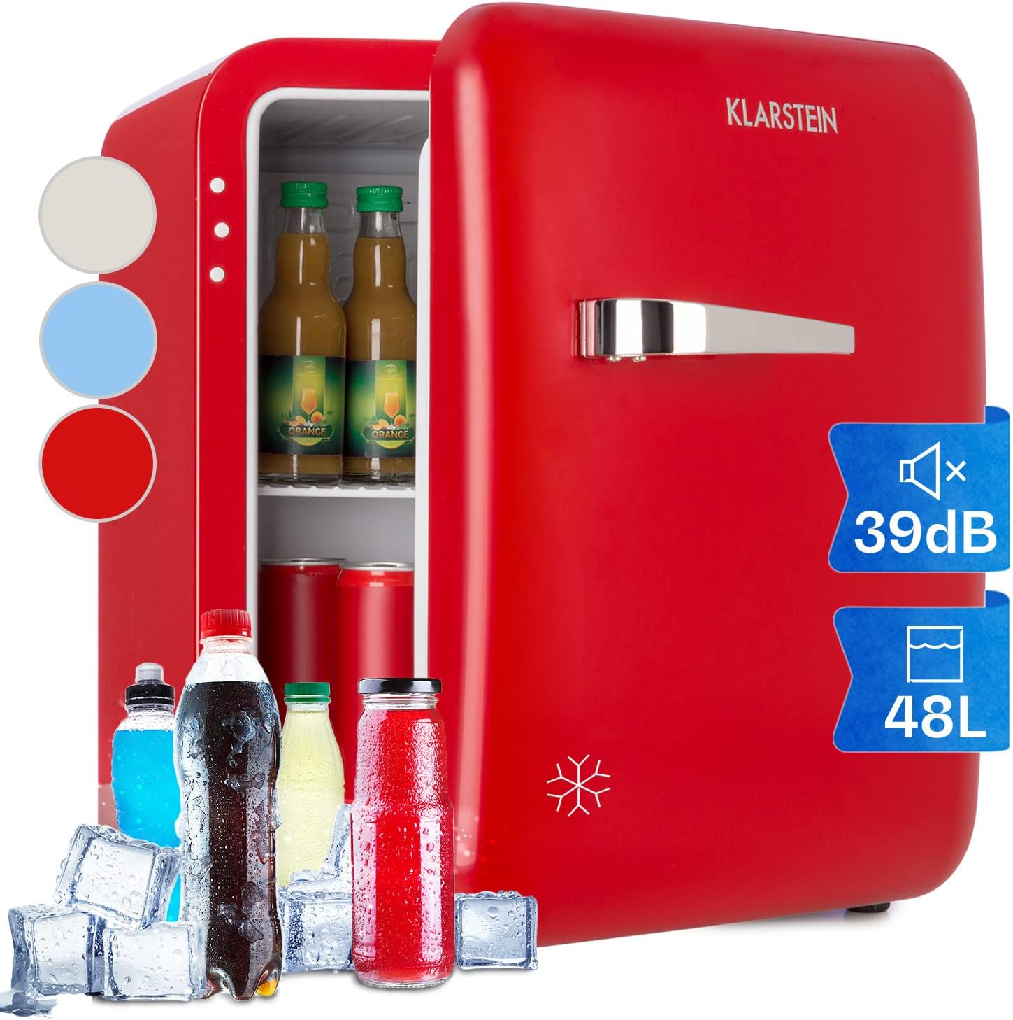 Klarstein Mini Kühlschrank für Zimmer, 48-Liter-Kühlschrank, Minikühlschrank, Camping, 0-10 °C, 48 l