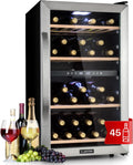 Klarstein Weinkühlschrank, Edelstahl-Kühlschrank, Getränkekühlschrank, 5 °C, 20 °C, Glastür, Rot