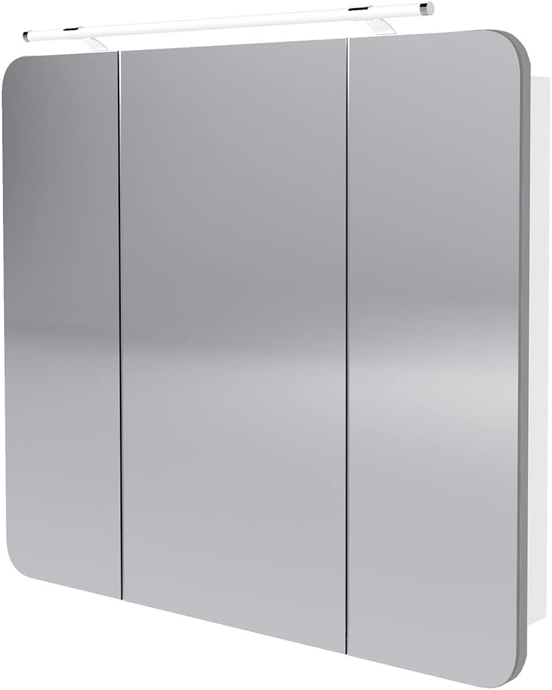 BadeDu NES LED-Spiegelschrank 90 cm in Weiß, LED-Aufsatzleuchte, LED-BELEUCHTUNG