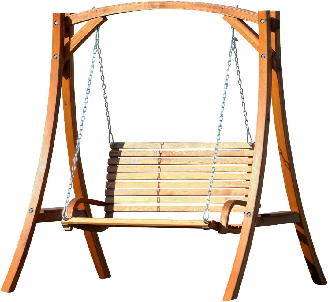ASS Design Hollywoodschaukel Gartenschaukel Hollywood Schaukel KUREDO-OD aus Holz Lärche, 127 cm, 50-55 cm, 100 cm, 210 kg, 40 kg