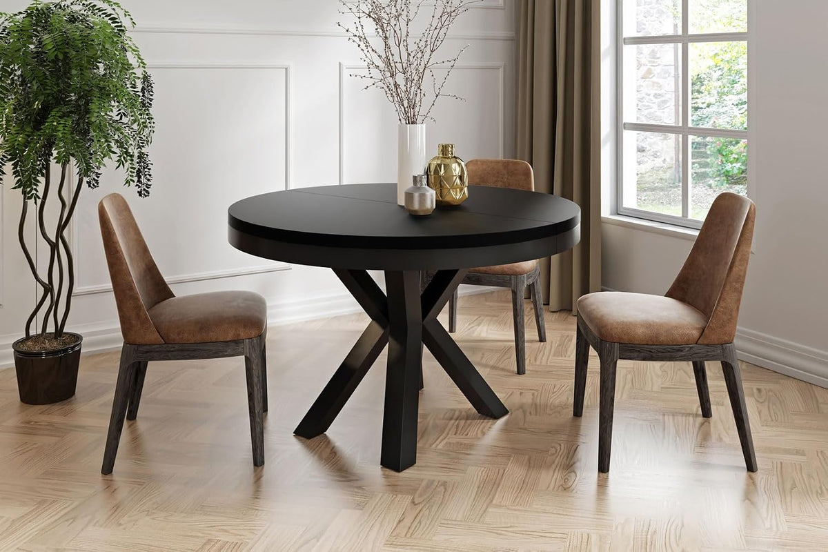 Esstisch Runder Ausziehbarer WFL GROUP, 100 bis 180 cm, Platzsparender Tisch für Wohnzimmer, im Loft-Stil - Industrieller Tisch