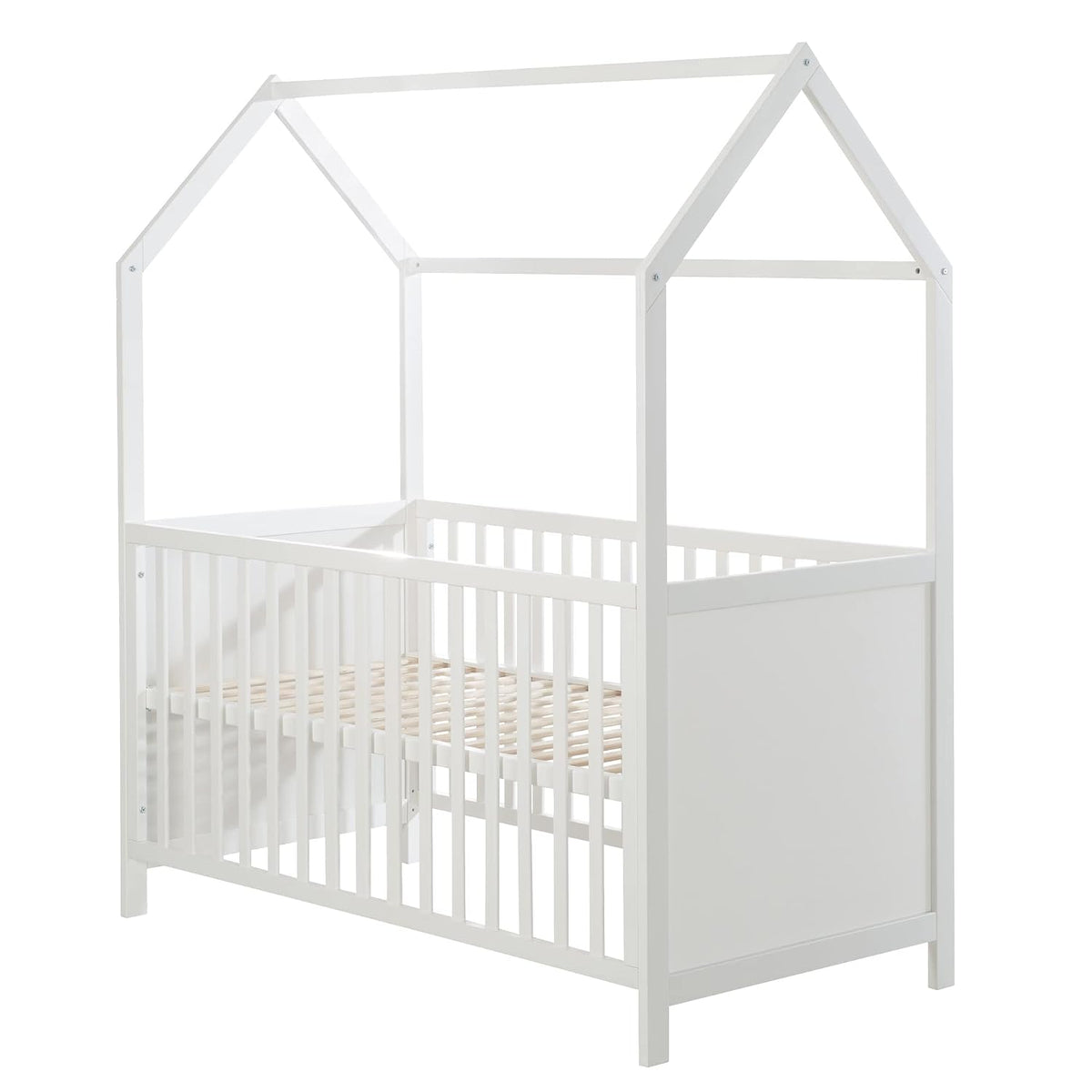 Roba Hausbett 70 × 140 cm - FSC zertifiziert - Babybett in Hausoptik - Höhenverstellbar, Kombi-Kinderbett, Juniorbett