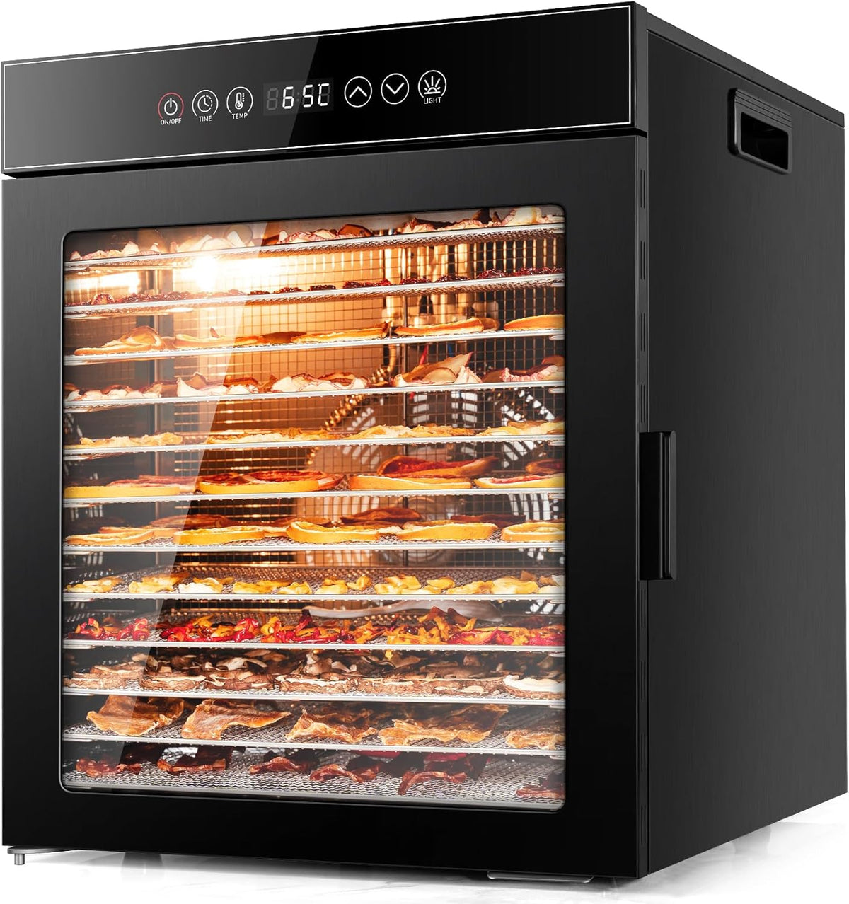 Kwasyo Dörrautomat Edelstahl, Praktisch, Ventilator, 30 Minuten, 24 Stunden, 30 °C, 90 °C, 900 W