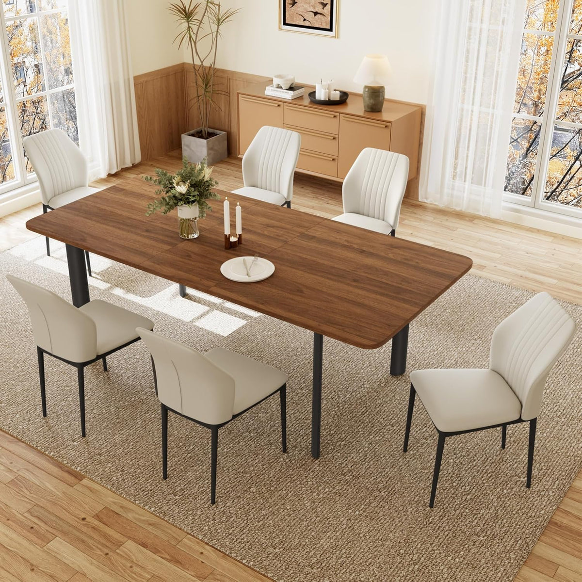 JIEXI Esstisch Mit 4-8 Stühlen Set, Küchentisch, 160 cm, 200 cm, 120 KG