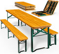 Casaria Bierzeltgarnitur 220 cm Klappbar Stabil 3 Teilig 2X Bierbank 1x Breiter Tisch, Biertisch, 110 cm