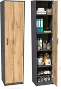 Home Collective Regal mit 5 Ebenen in matt Aktenschrank mit 4 Einlegeböden und 1 Tür, Büro, 16 mm, 180 cm
