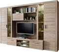 Trendteam smart living - Mondeo - Wohnwand - Eiche - Anbauwand mit 4 Türen, LED-Beleuchtung