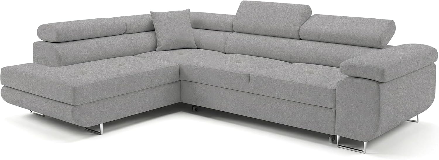 Sofa Eck mit Schlaffunktion PASTI L-Form COMFORTINO FURNITURE, Schlafsofa für Wohnzimmer, Sofa Couch mit Bettkasten, Stauraum, 3-Sitzer Eckcouch