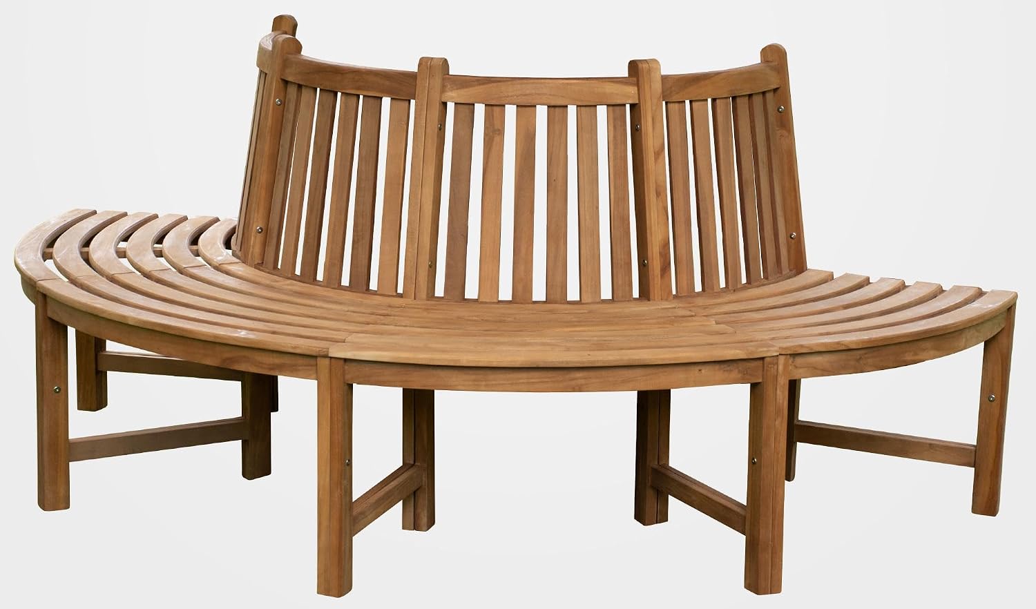 CLP Halbrunde Baumbank Male aus massivem Teakholz I Gartenbank mit bis zu Vier, 203 cm, 115 cm, 45 cm