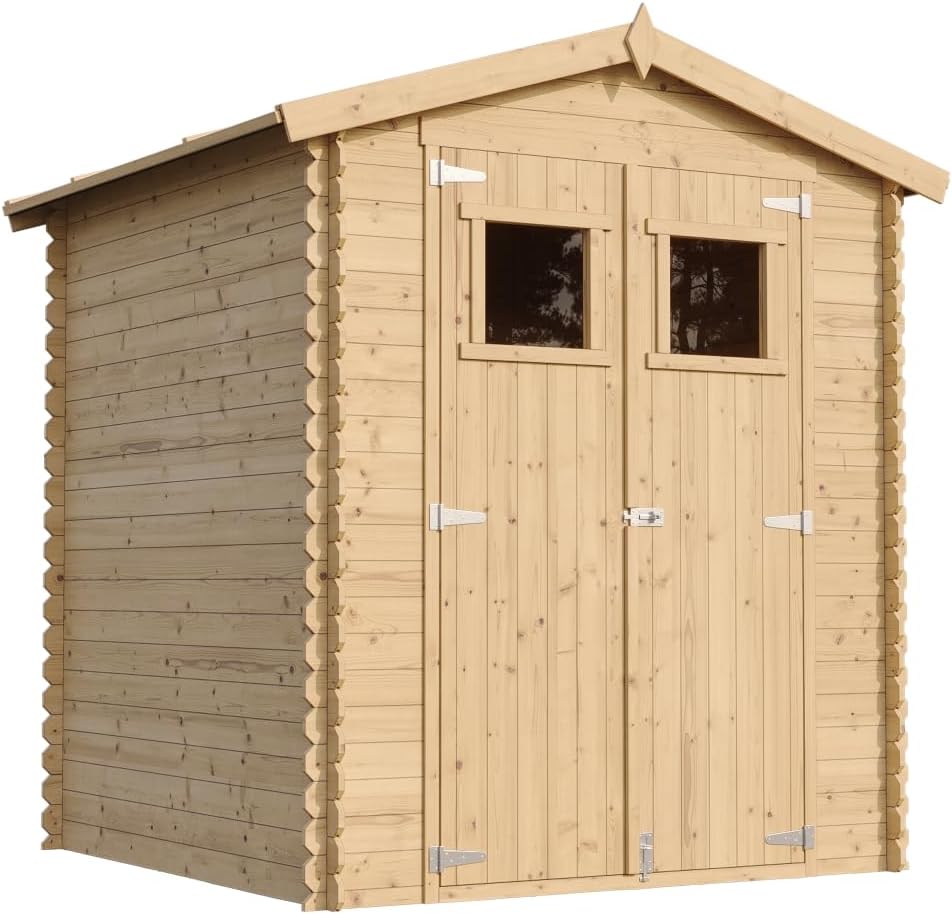 TIMBELA Holzhaus Gartenhaus Gartenschuppen Holz Fahrrad, Gartenschuppen Holz B196xL186xH218 cm/ 2, 82 m2, TIMBELA M320, Lagerschuppen für Garten