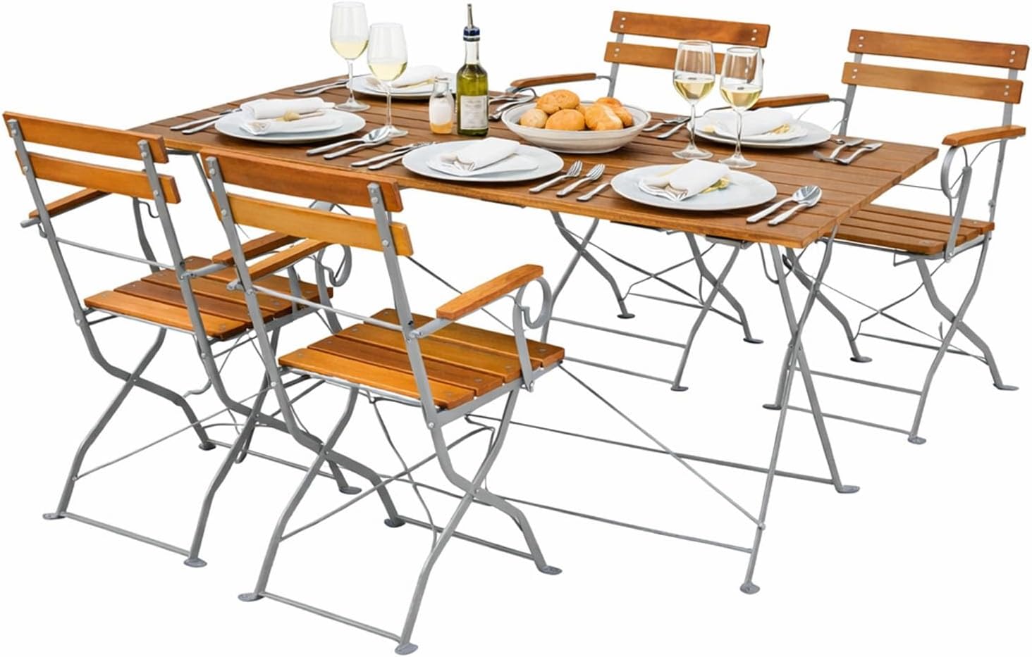 Mojawo Biergarten Set Bistroset Klapptisch, Biergartentisch, Bistrotisch, 8 kg, 120 cm, 70 cm, 74 cm