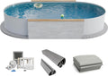 Fresh-Pool Profi Stahlwandpool Set oval, 120 cm, 0,6 mm, 0,8 mm, Kunststoff, Grau