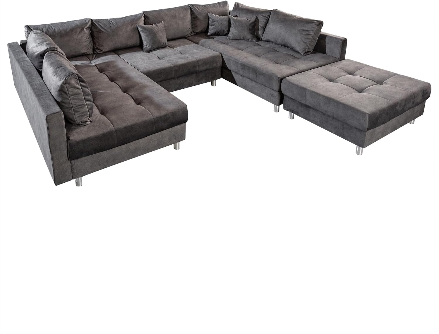 Riess Ambiente Moderne XXL Wohnlandschaft Kent 305 cm grau Samt Bigsofa inkl., Schlafsofa, Gästebett, 190 cm, 280 cm, 235 cm, 180 kg